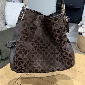 Coach Dark Brown Patterned Shoulder Bag
